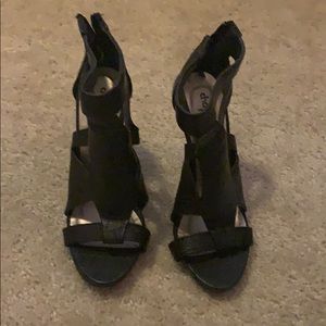 Snake skin strappey heels